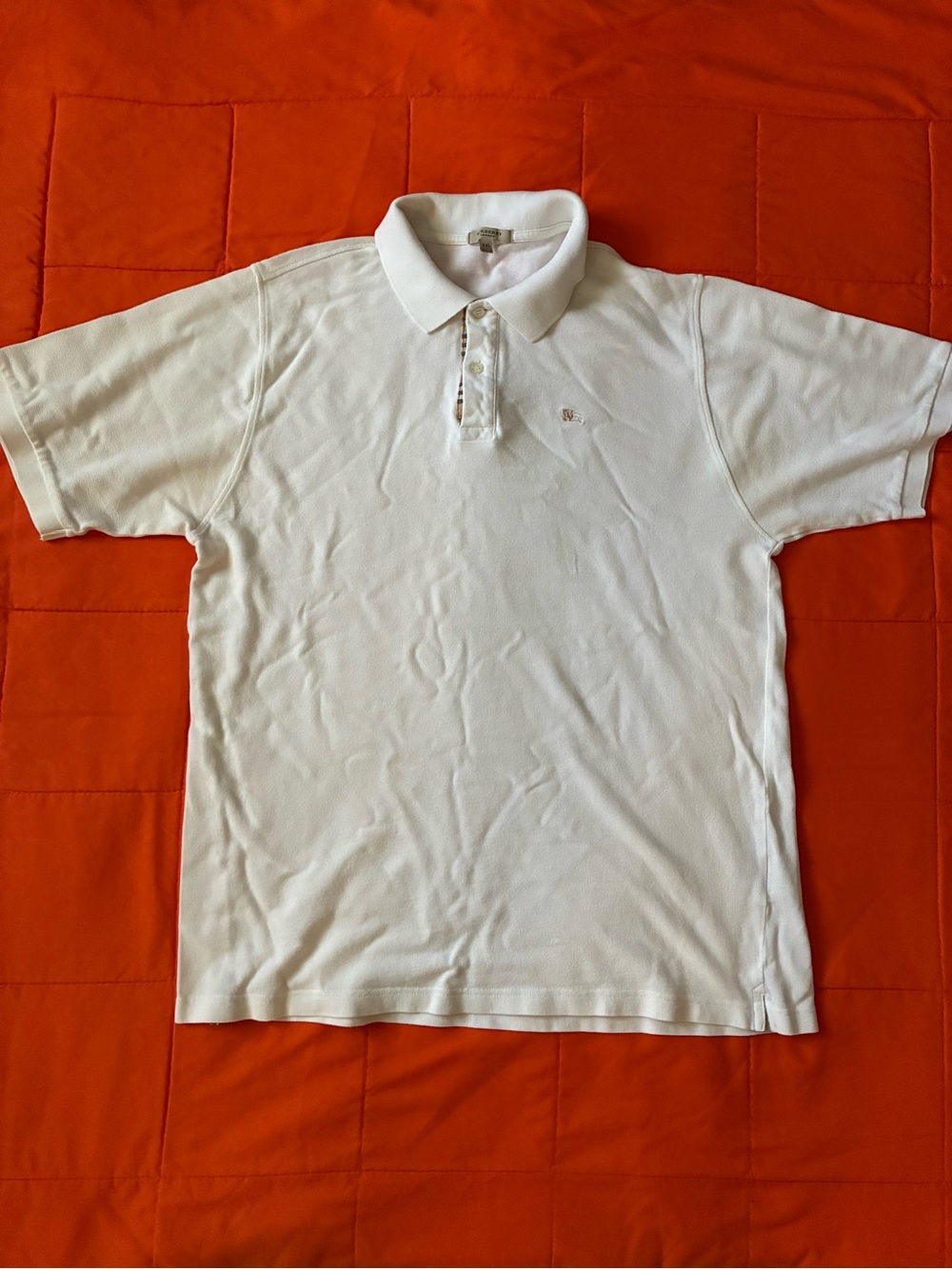 Burberry Shirt Mens XXL White Polo Shirt Short Sleeve Casual & Travel